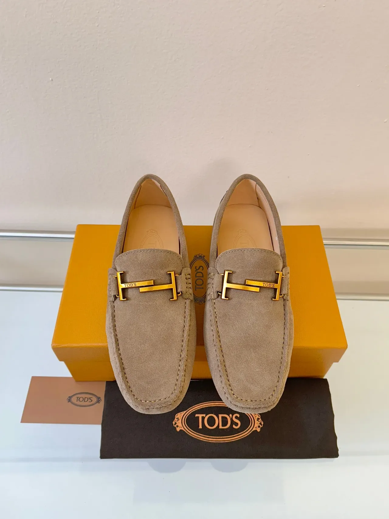Tod's Gommino H-Bar Daim Taupe Loafer 6