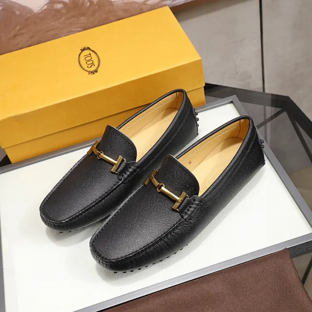 Tod's Horsebit Loafer Black Textured Leather Loafers 8