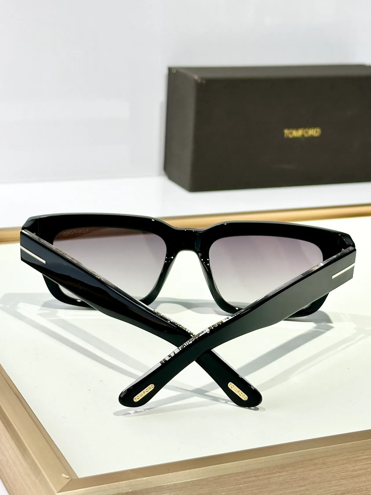 Tom Ford Black Rectangular Frame Acetate Construction Sunglasses 2
