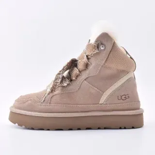 UGG 米色麂皮网面平台雪靴