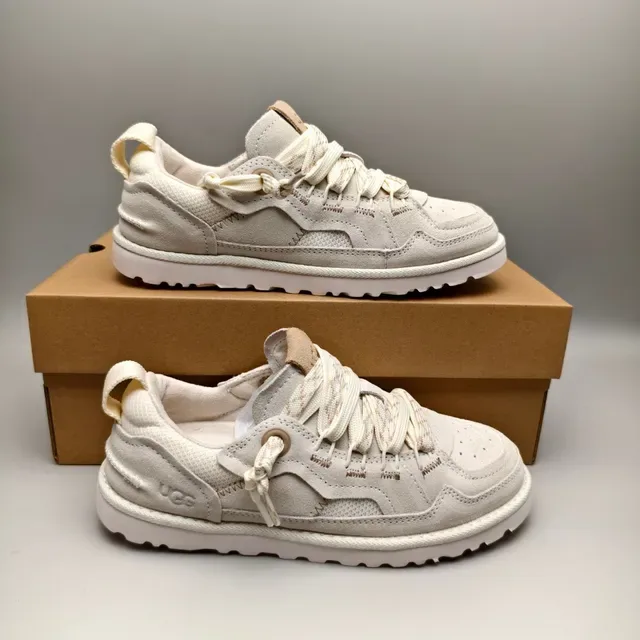 UGG Beige Branco Ante-Mesh Híbrido Superior Tapa do Dedo Perfurado Sneakers Lifestyle 5