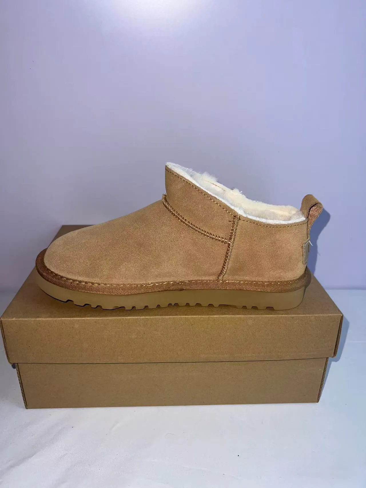 UGG Beige White Suede Upper Shearling-Lined Snow Boots 2
