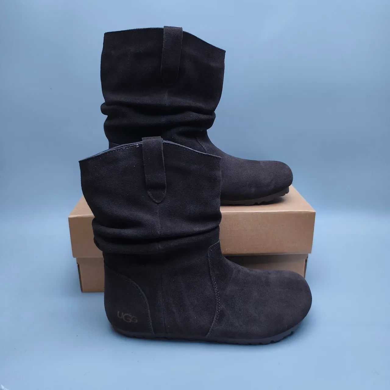 UGG काली Slouchy Fold-Down Shaft एंकल बूट्स 5