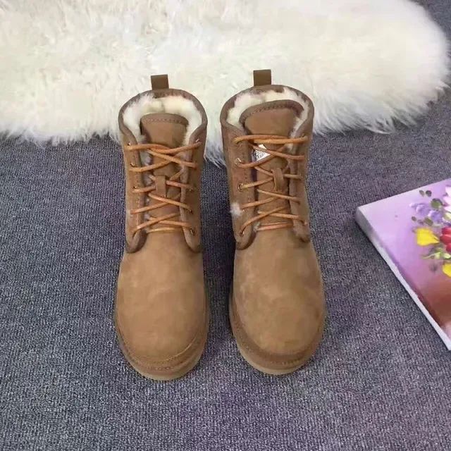 UGG Brown Beige Suede Upper Lace-Up Front Ankle Boots 3