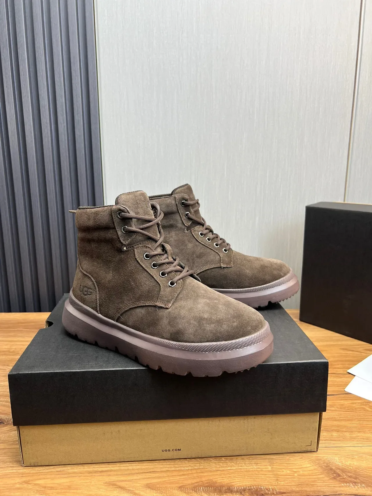 UGG Brown Suede Lace-Up Platform Work Boot 3