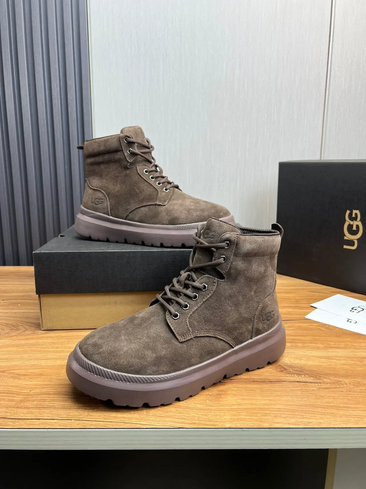 UGG Brown Suede Lace-Up Platform Work Boot 4