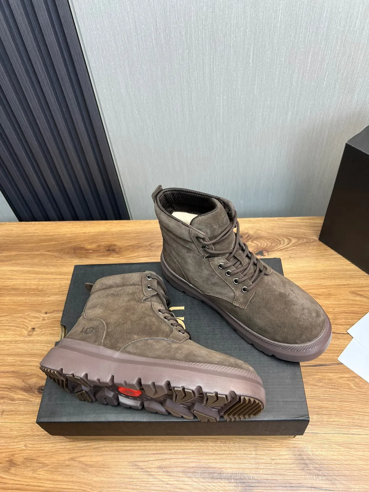 UGG Brown Suede Lace-Up Platform Work Boot 6