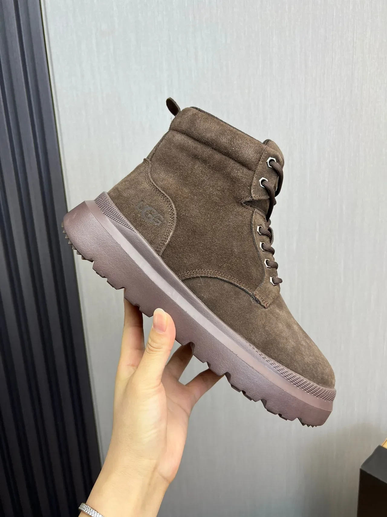 UGG Brown Suede Lace-Up Platform Work Boot 7