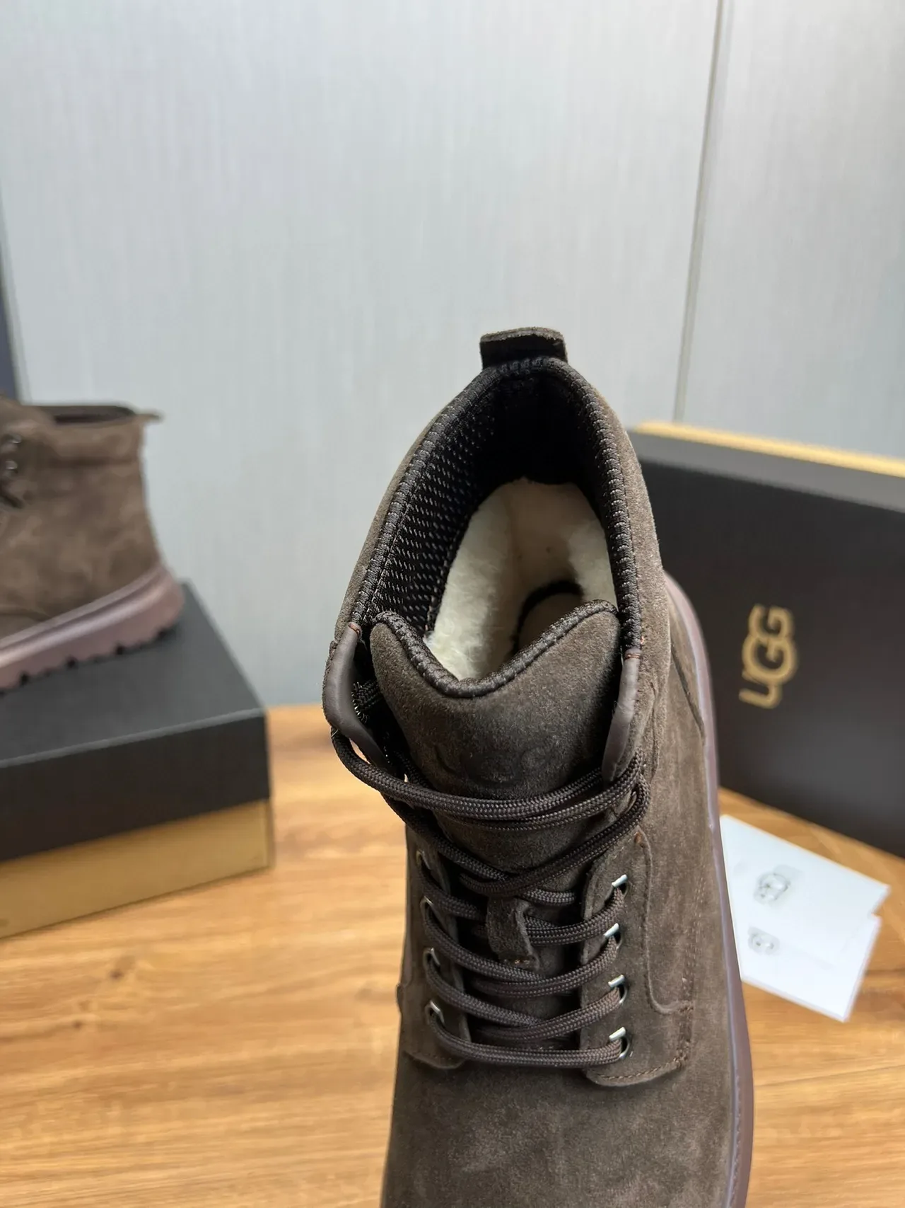 UGG Brown Suede Lace-Up Platform Work Boot 8