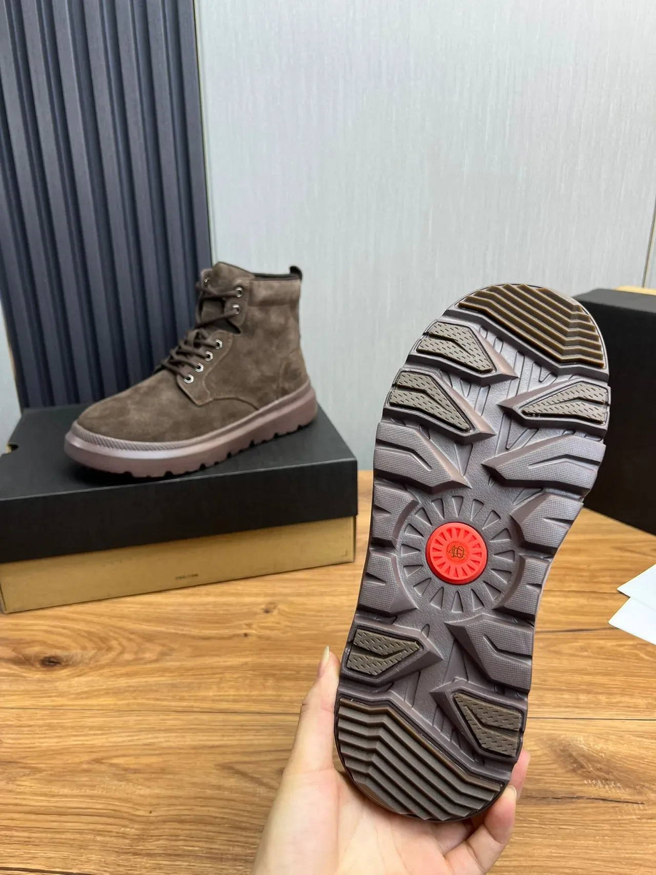 UGG Brown Suede Lace-Up Platform Work Boot 9