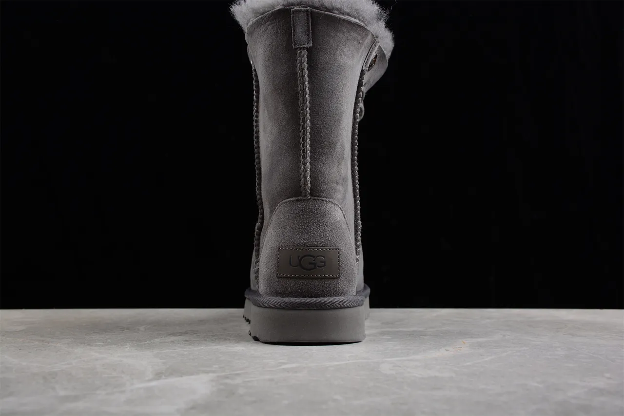 UGG Classic Lace-Up Snow Boot Charcoal Gray Suede Shearling-Lined Snow Boot 4