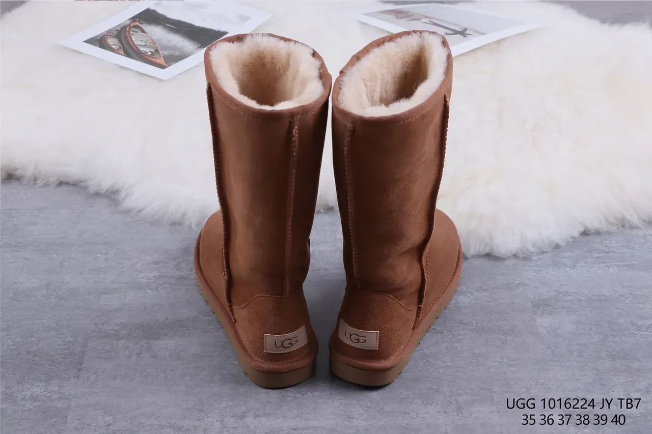 UGG Classic Tall Chestnut Suede Shearling-Lined Knee Boots 8