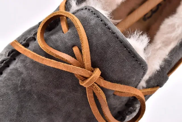 UGG Dakota 炭灰色麂皮羊毛里乐福鞋 6