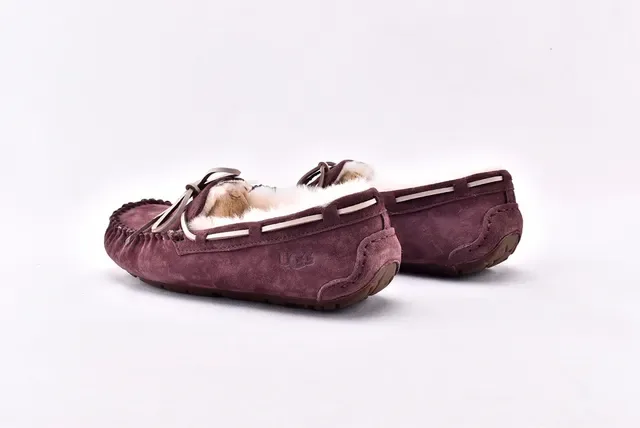UGG Dakota Plum Suede Shearling-Lined Loafers 14