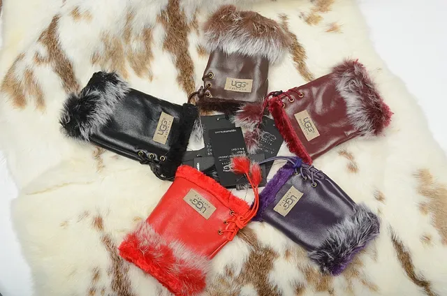 UGG Fur-Trimmed Leather Pouch Bucket Bag 1