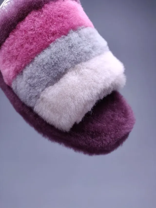 UGG Fuzzy Multi-Color Striped Strap Slipper 3