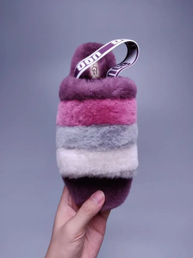 UGG Fuzzy Multi-Color Striped Strap Slipper 4