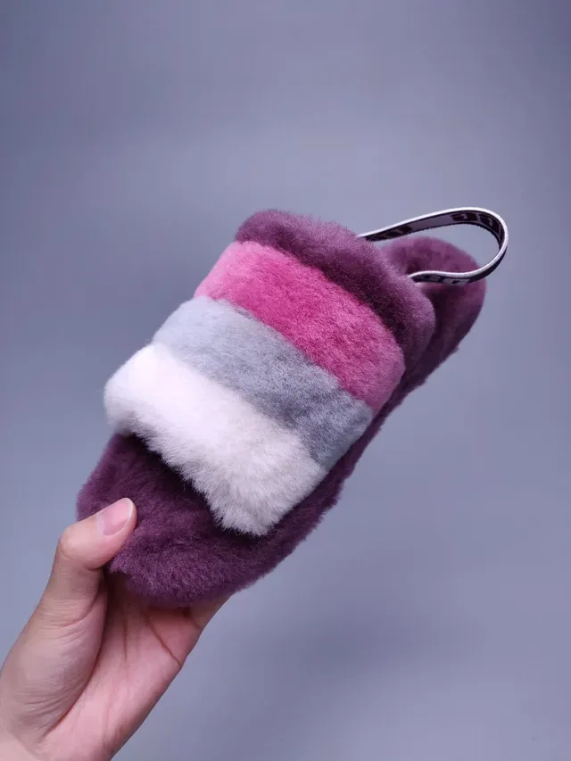 UGG Fuzzy Multi-Color Striped Strap Slipper 6