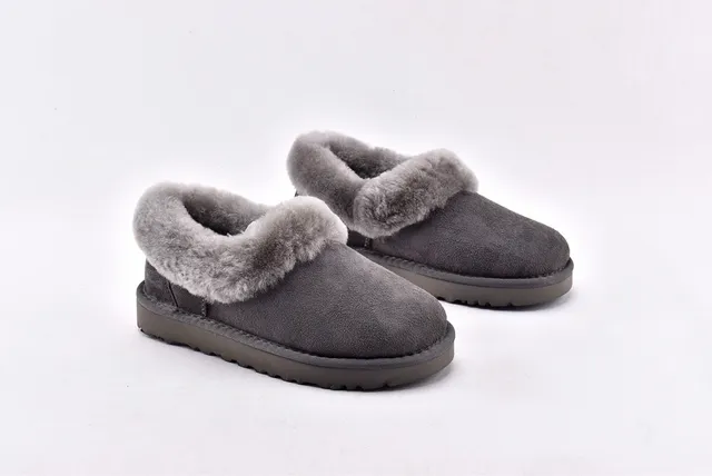 UGG Nita Gray Suede Upper Folded Shearling Collar Casual Shoes 9