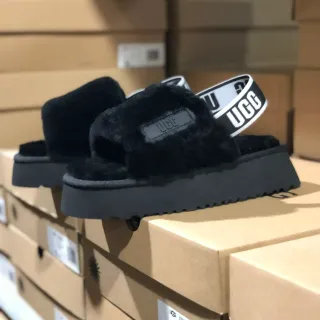 UGG Platform Slide Black Shearling Slipper