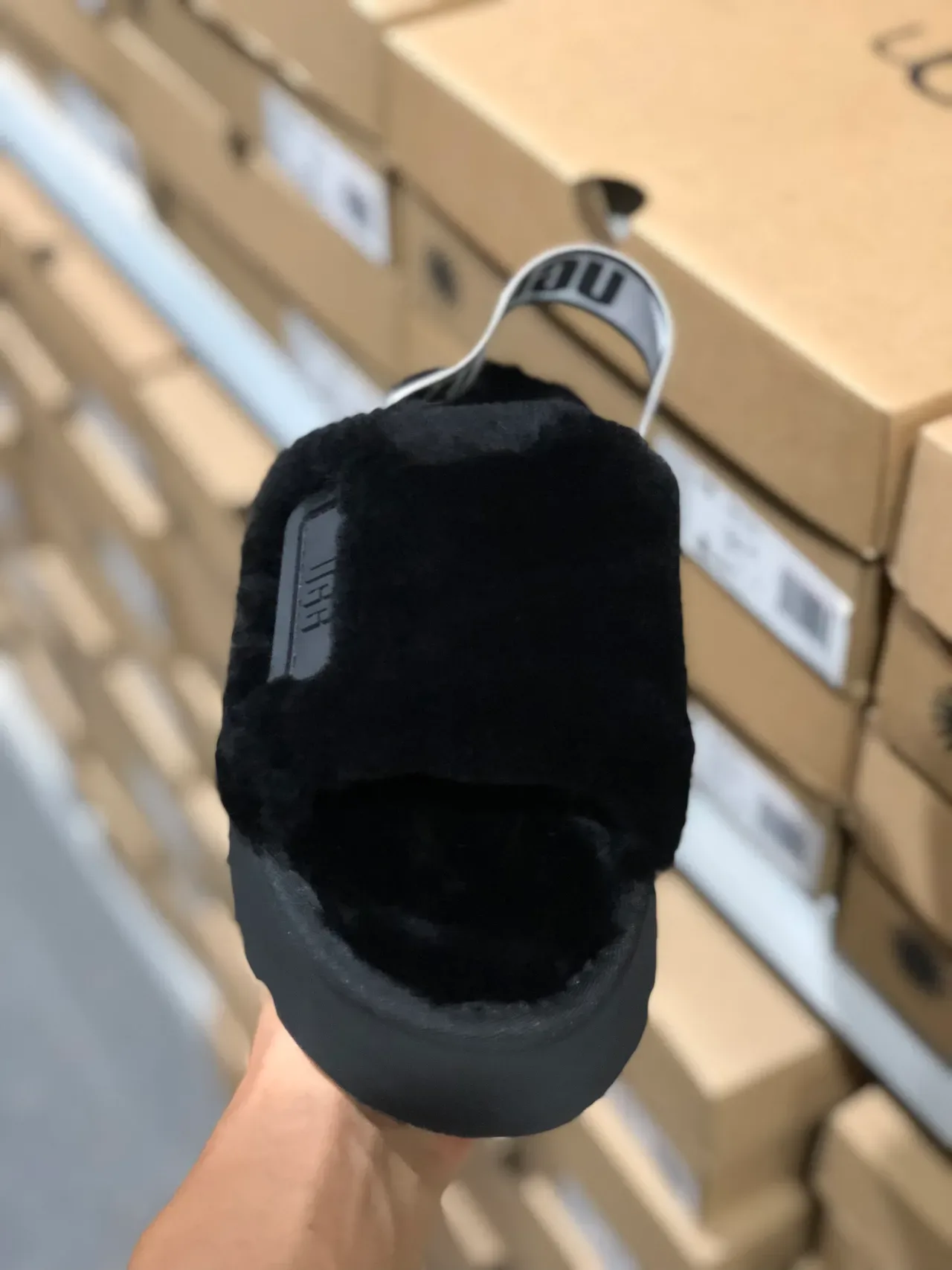 UGG Platform Slide Black Shearling Slipper 5