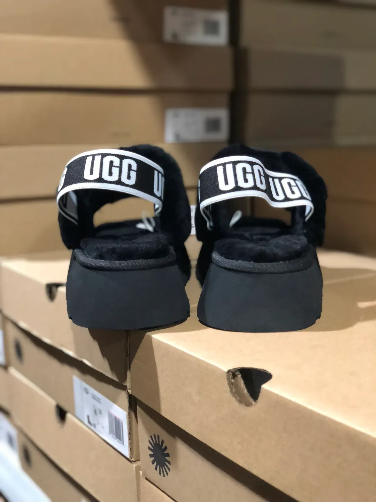 UGG Platform Slide Black Shearling Slipper 8