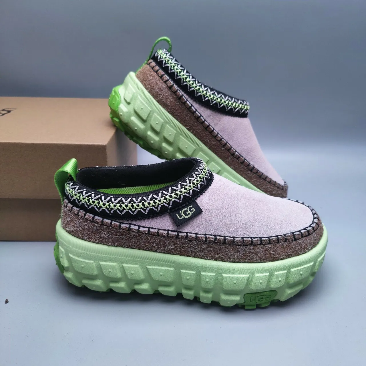 UGG Tasman Beige Green Slip-On Moccasin-Clog Hybrid Casual Shoes 3