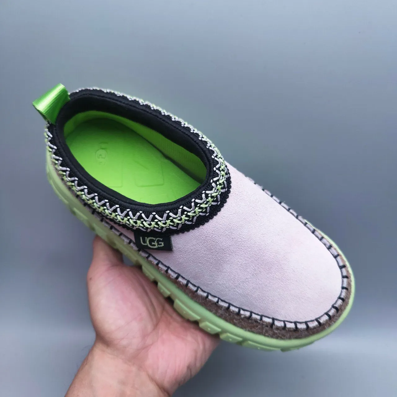 UGG Tasman Beige Green Slip-On Moccasin-Clog Hybrid Casual Shoes 5
