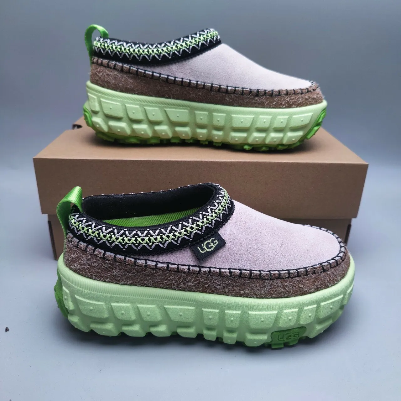 UGG Tasman Beige Green Slip-On Moccasin-Clog Hybrid Casual Shoes 6