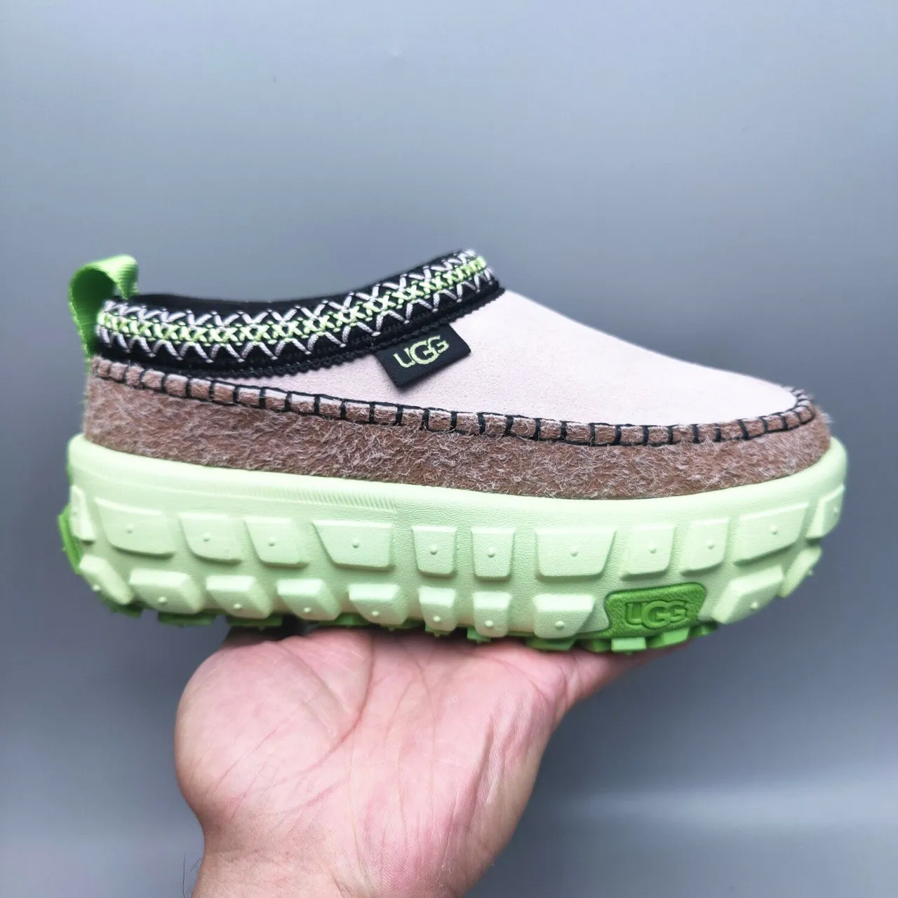 UGG Tasman Beige Green Slip-On Moccasin-Clog Hybrid Casual Shoes 7