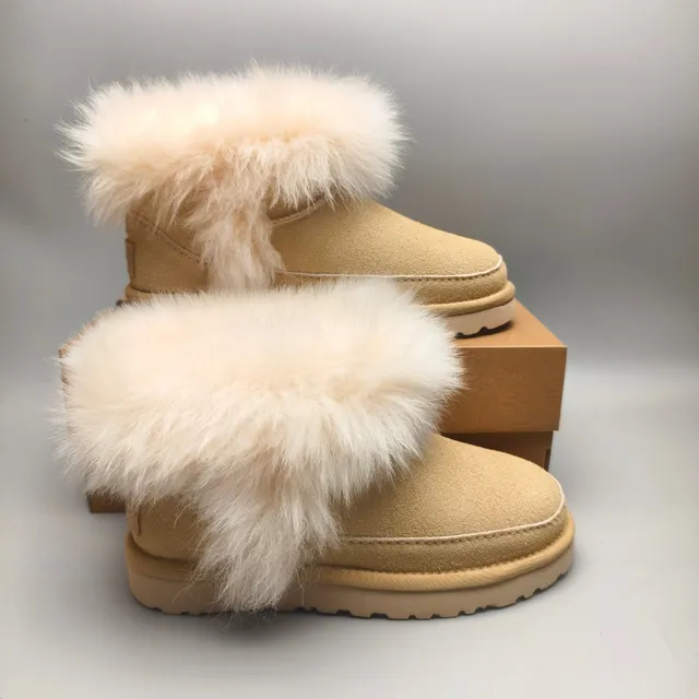 UGG Tasman 米色 麂皮 毛茸茸 毛边 雪地靴 5