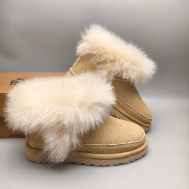UGG Tasman 米色 麂皮 毛茸茸 毛边 雪地靴 6