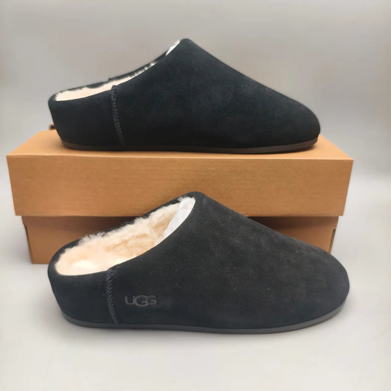 UGG Tasman Black Suede Shearling-Lined Slipper 5