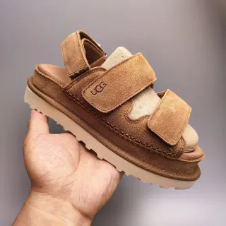 UGG Tasman Brown Suede Double-Strap Platform Casual Sandals