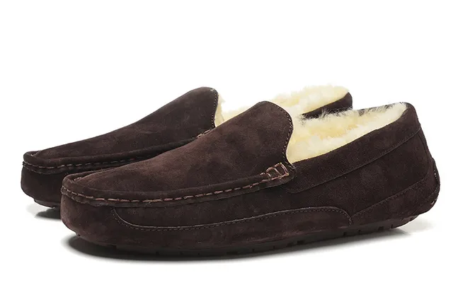 UGG Tasman Brown Suede Shearling-Lined Loafer 8