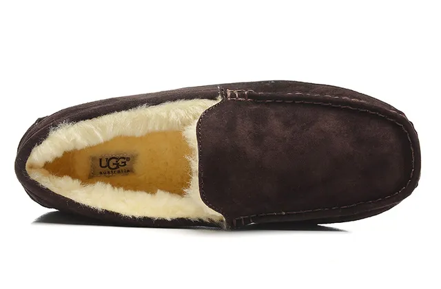 UGG Tasman Brown Suede Shearling-Lined Loafer 10
