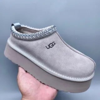 UGG Tasman 灰米色 平台鞋底 编织领边装饰 休闲鞋