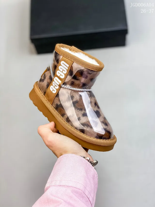 UGG Tasman Multicolor Beige Transparent Vinyl Upper Shearling-Lined Collar Snow Boots 10