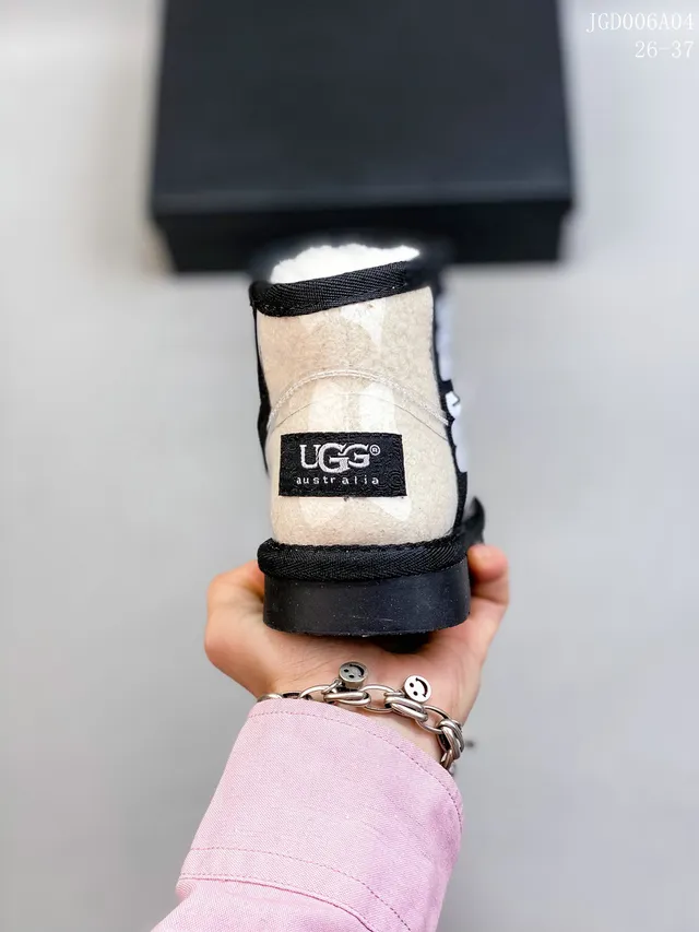 UGG Tasman Multicolor Beige Transparent Vinyl Upper Shearling-Lined Collar Snow Boots 24