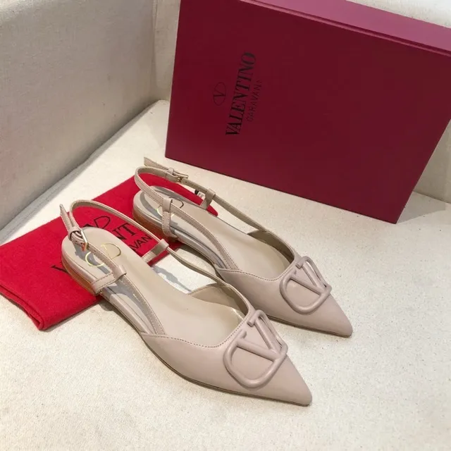 Valentino Beige Marron Bout Pointu Slingback Ballet Plat 6