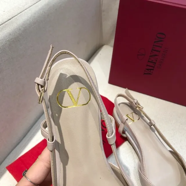 Valentino Beige Marron Bout Pointu Slingback Ballet Plat 7