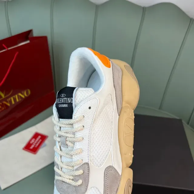 Valentino Beige Semelle Blanche Maille et Daim Chunky Sneakers 3