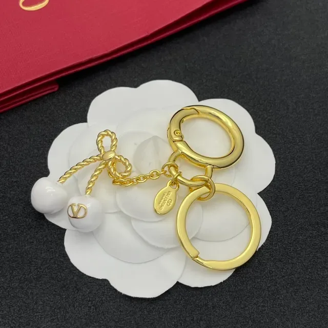 Valentino 樱桃蝴蝶结 金白 金属 陶瓷 樱桃 手链 4
