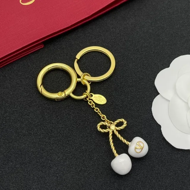 Valentino 樱桃蝴蝶结 金白 金属 陶瓷 樱桃 手链 7