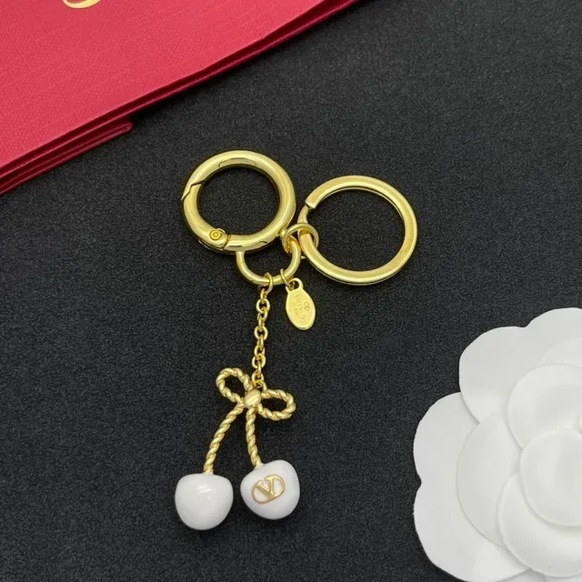 Valentino 樱桃蝴蝶结 金白 金属 陶瓷 樱桃 手链 8