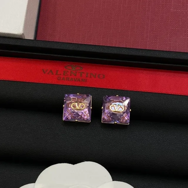 Valentino One Stud Amber Crystal Gold-Tone Stud Earrings 3