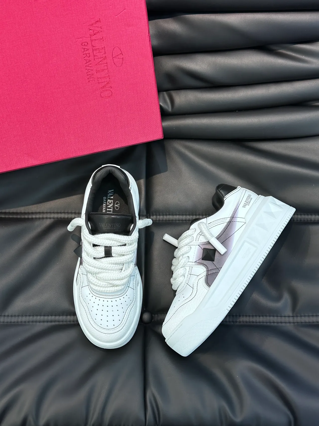 Valentino Open Sneakers Lifestyle Blanc Noir Gradient Plateforme 4