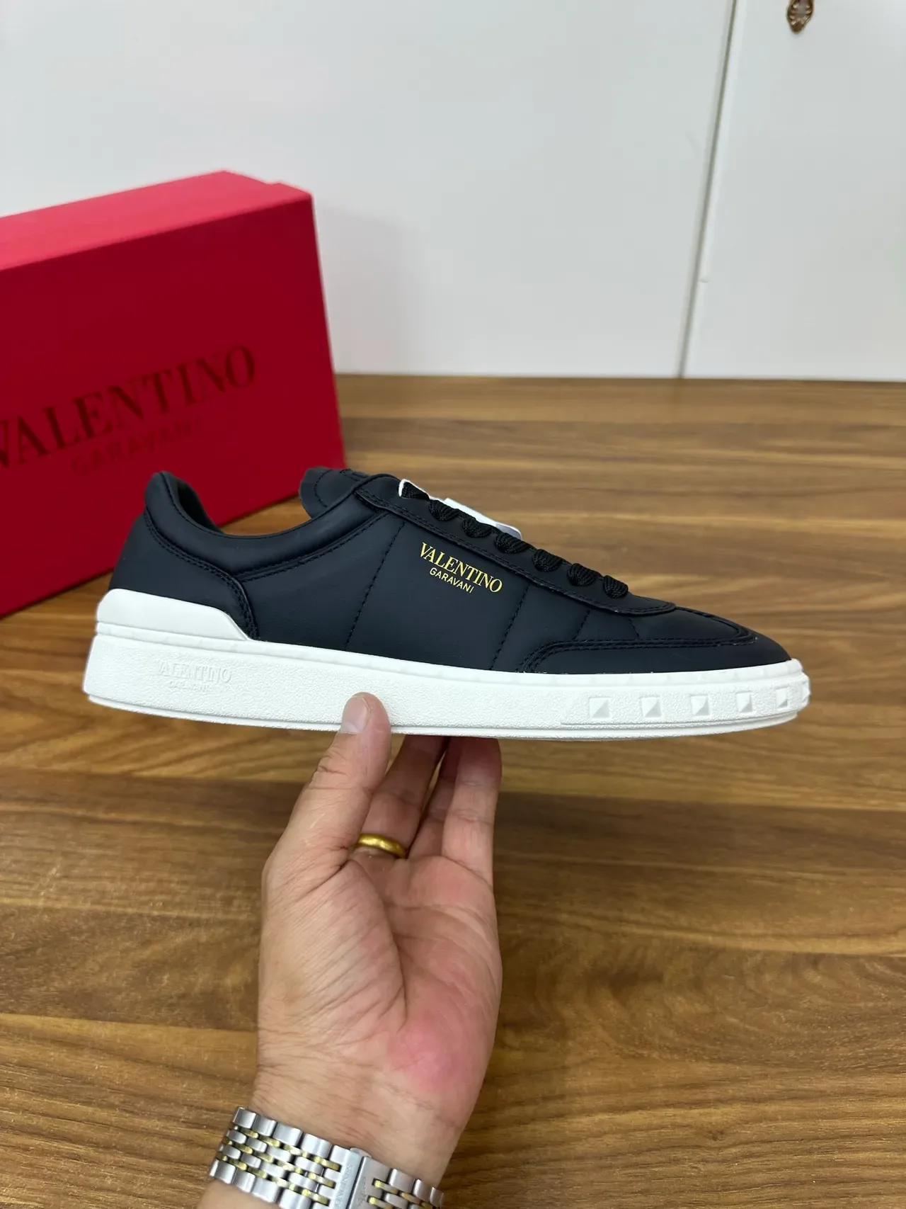 Valentino Rockstud Black and White Lifestyle Sneakers 4
