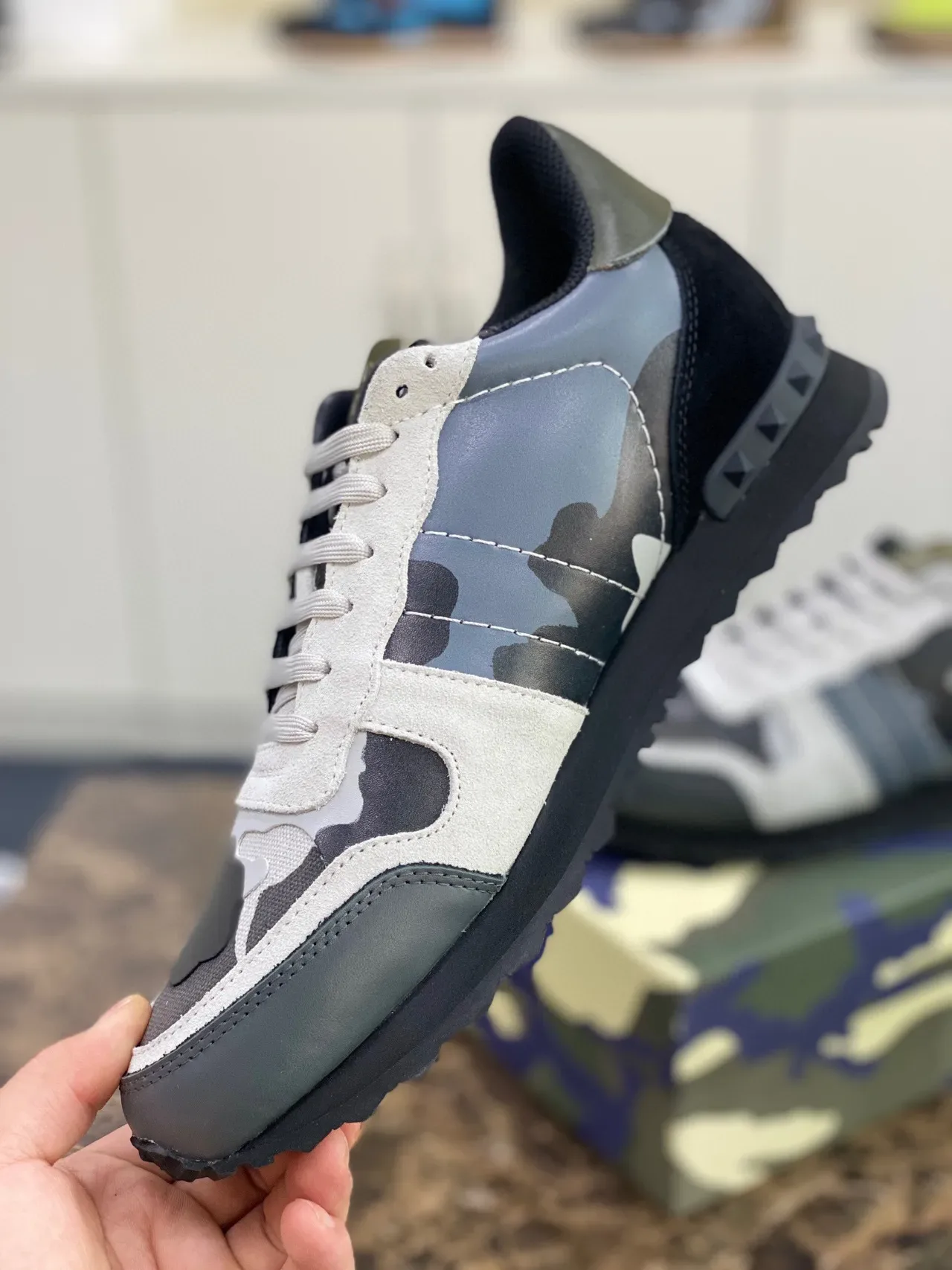 Valentino Rockstud Camouflage Pyramid Stud Lifestyle Sneakers 2