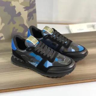 Valentino Rockstud Runner Camouflage Black Blue Lifestyle Sneakers
